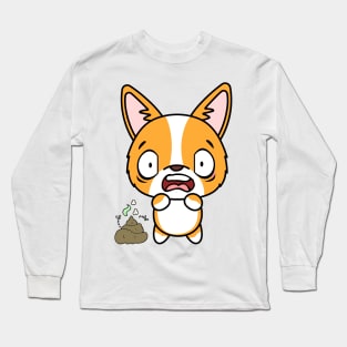 Funny corgi smells poo poo Long Sleeve T-Shirt